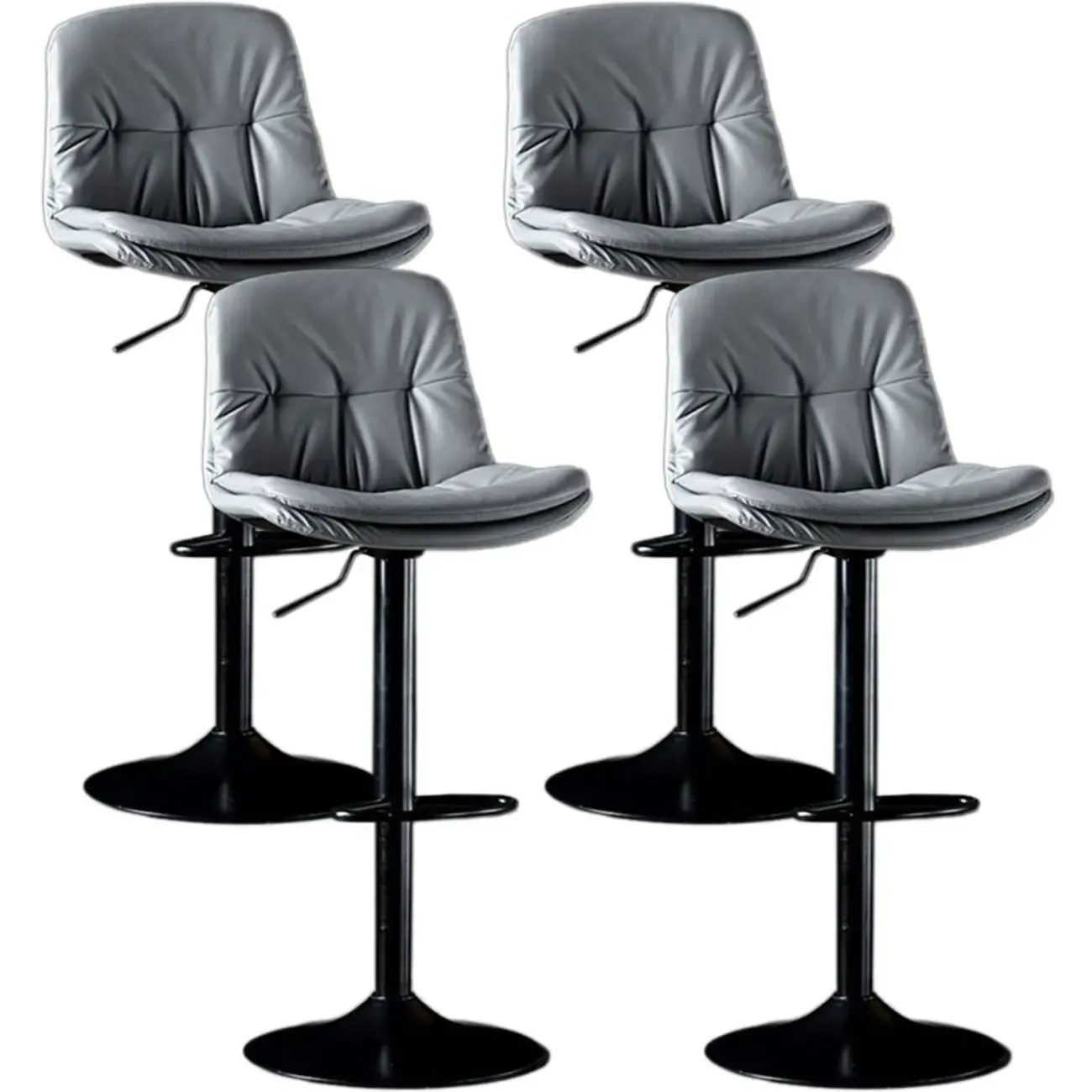 Adjustable Leather Low Back Swivel Bar Stool Image - 26