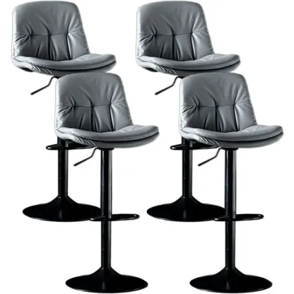 Adjustable Leather Low Back Swivel Bar Stool Image - 26