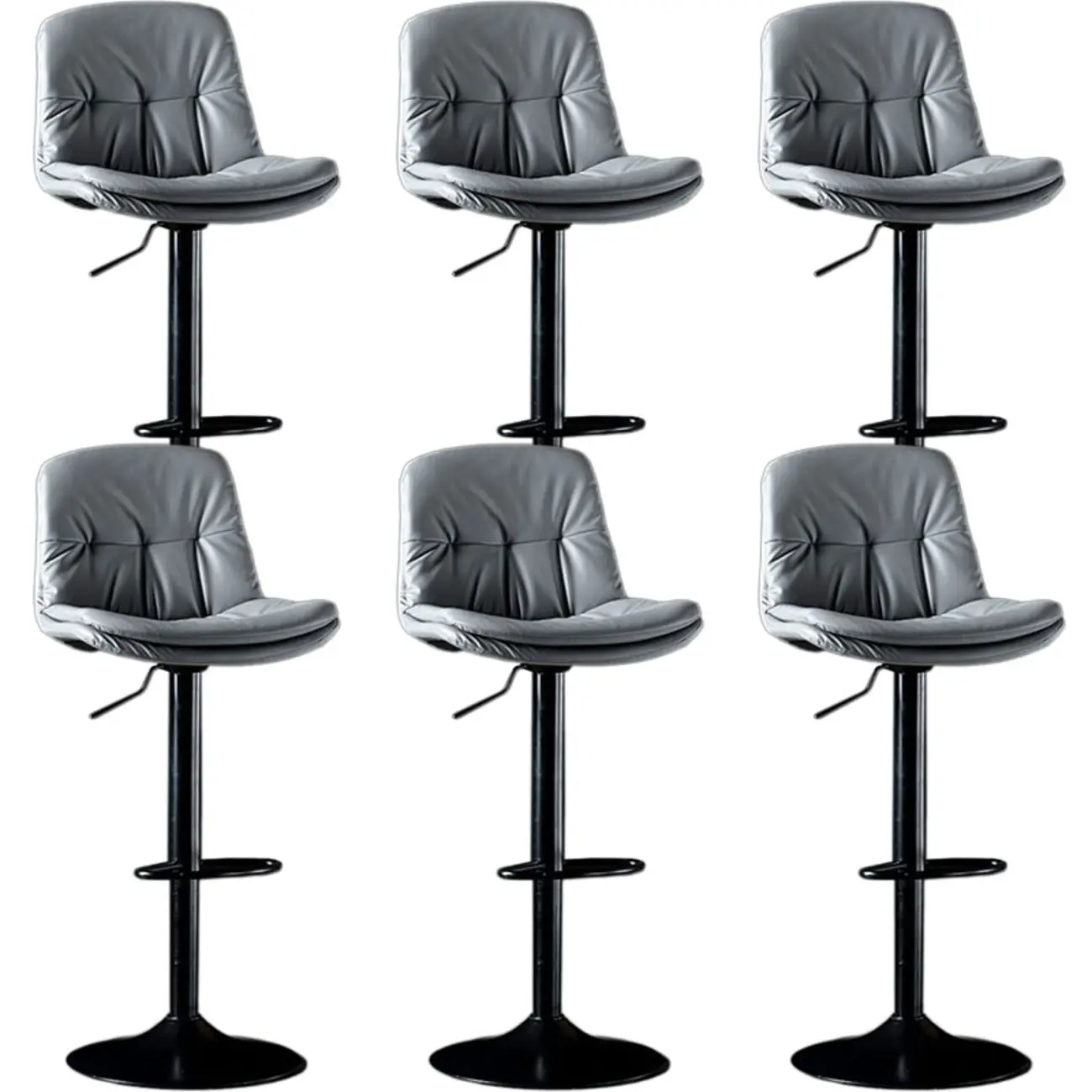 Adjustable Leather Low Back Swivel Bar Stool Image - 27 | homeyfad