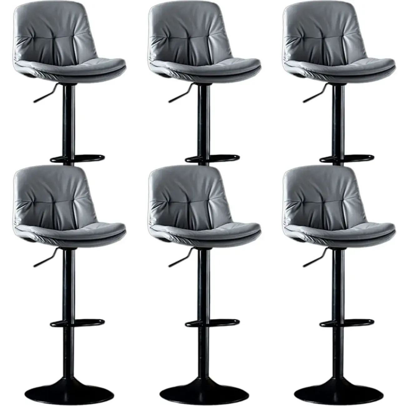 Adjustable Leather Low Back Swivel Bar Stool Image - 27