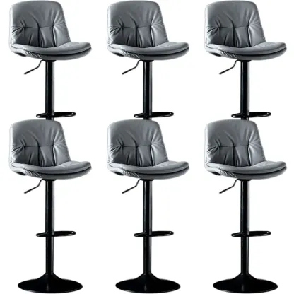 Adjustable Leather Low Back Swivel Bar Stool Image - 27