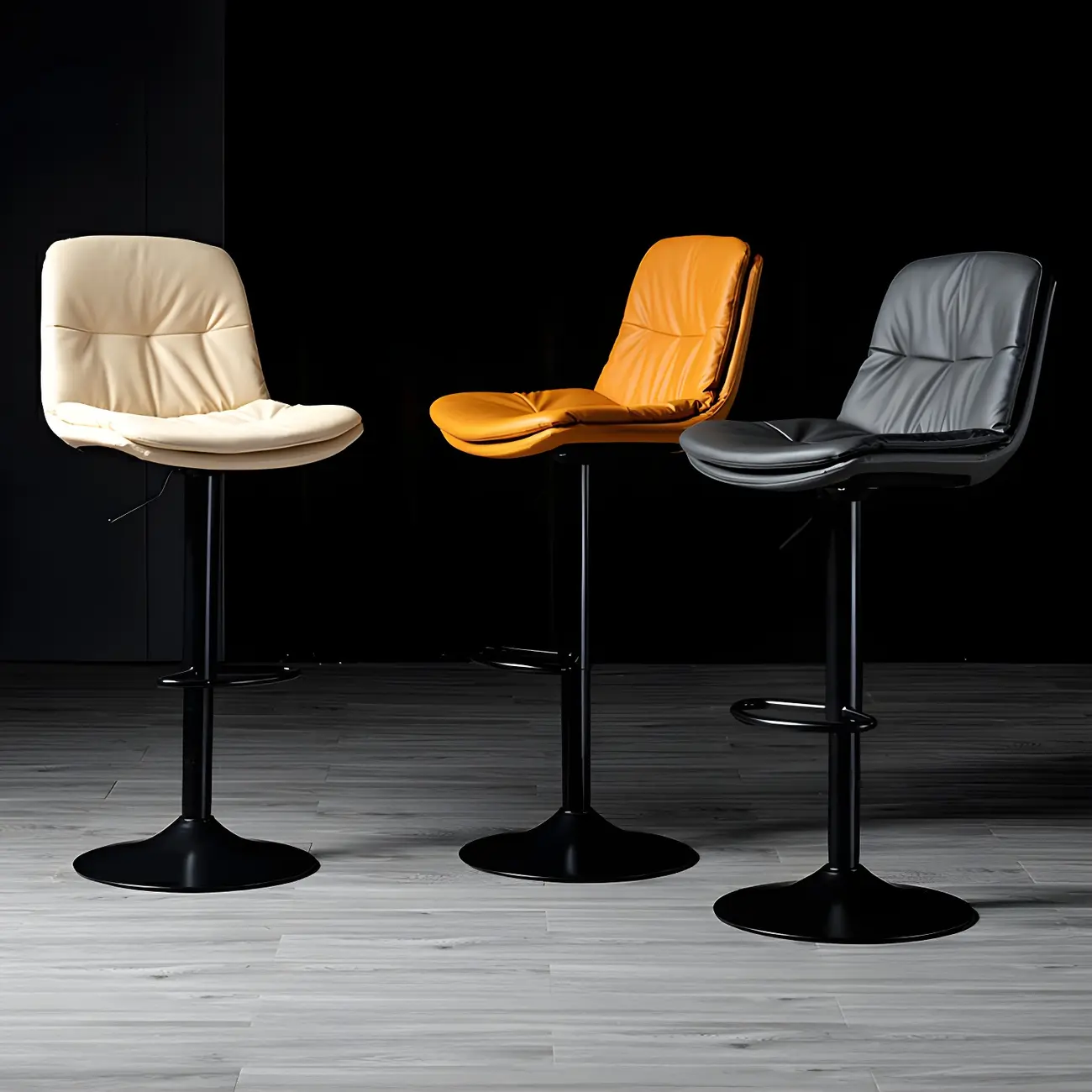 Adjustable Leather Low Back Swivel Bar Stool Image - 9 | homeyfad