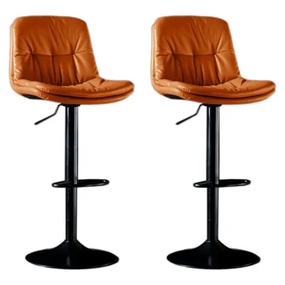 Adjustable Leather Low Back Swivel Bar Stool Image - 29