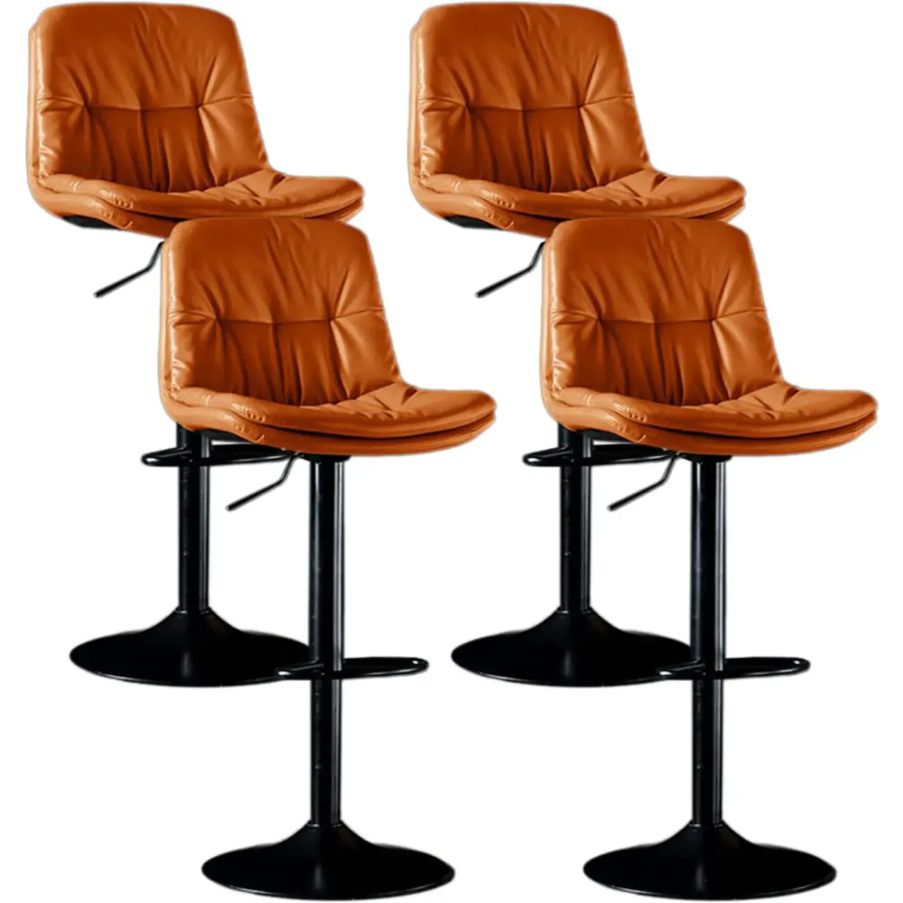 Adjustable Leather Low Back Swivel Bar Stool Image - 30