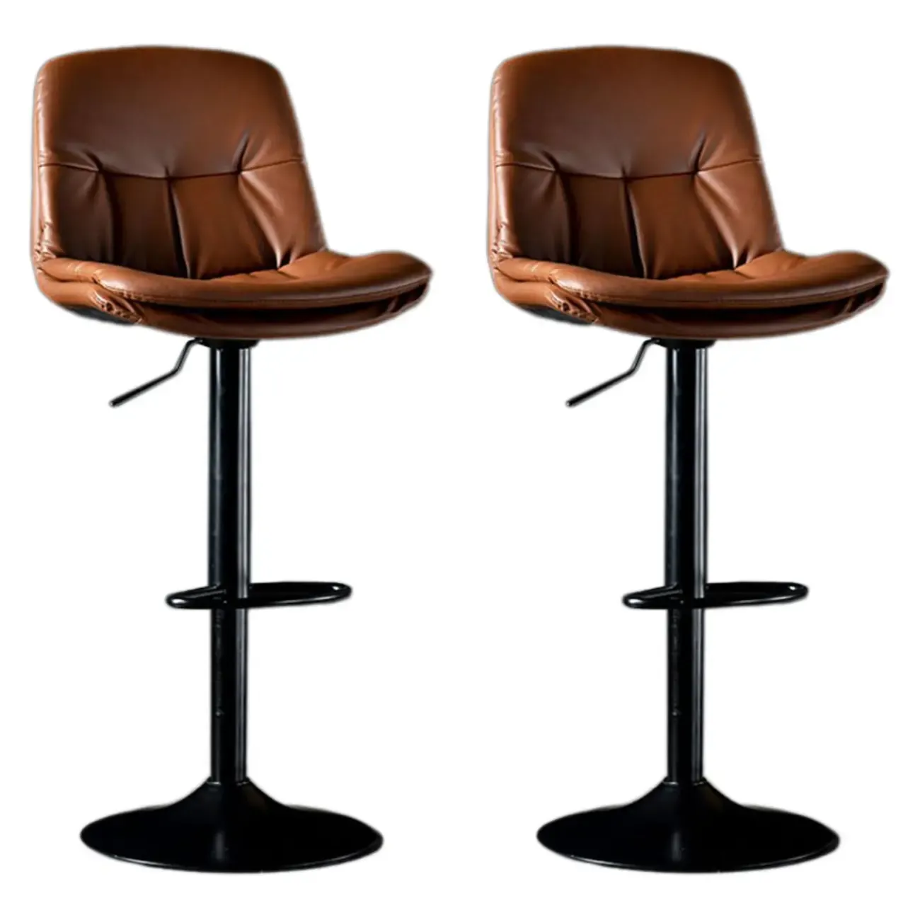 Adjustable Leather Low Back Swivel Bar Stool Image - 33