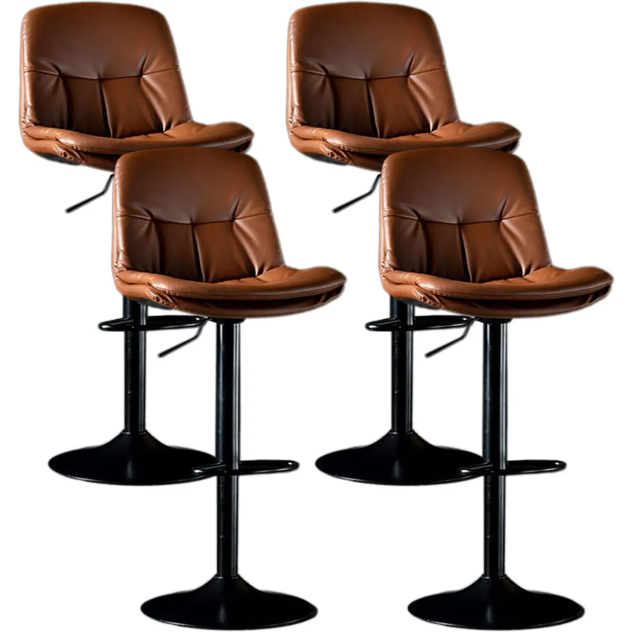 Adjustable Leather Low Back Swivel Bar Stool Image - 34 | homeyfad