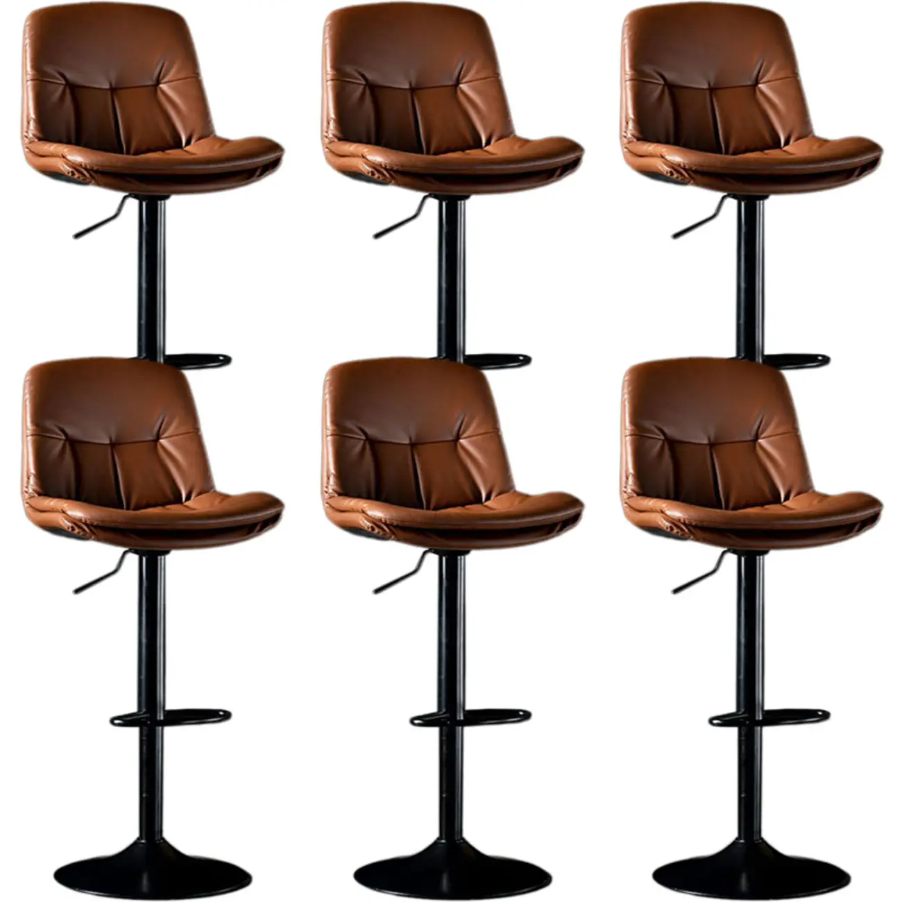 Adjustable Leather Low Back Swivel Bar Stool Image - 35 | homeyfad