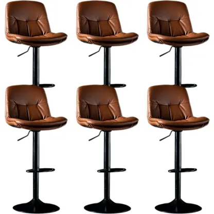 Adjustable Leather Low Back Swivel Bar Stool Image - 35