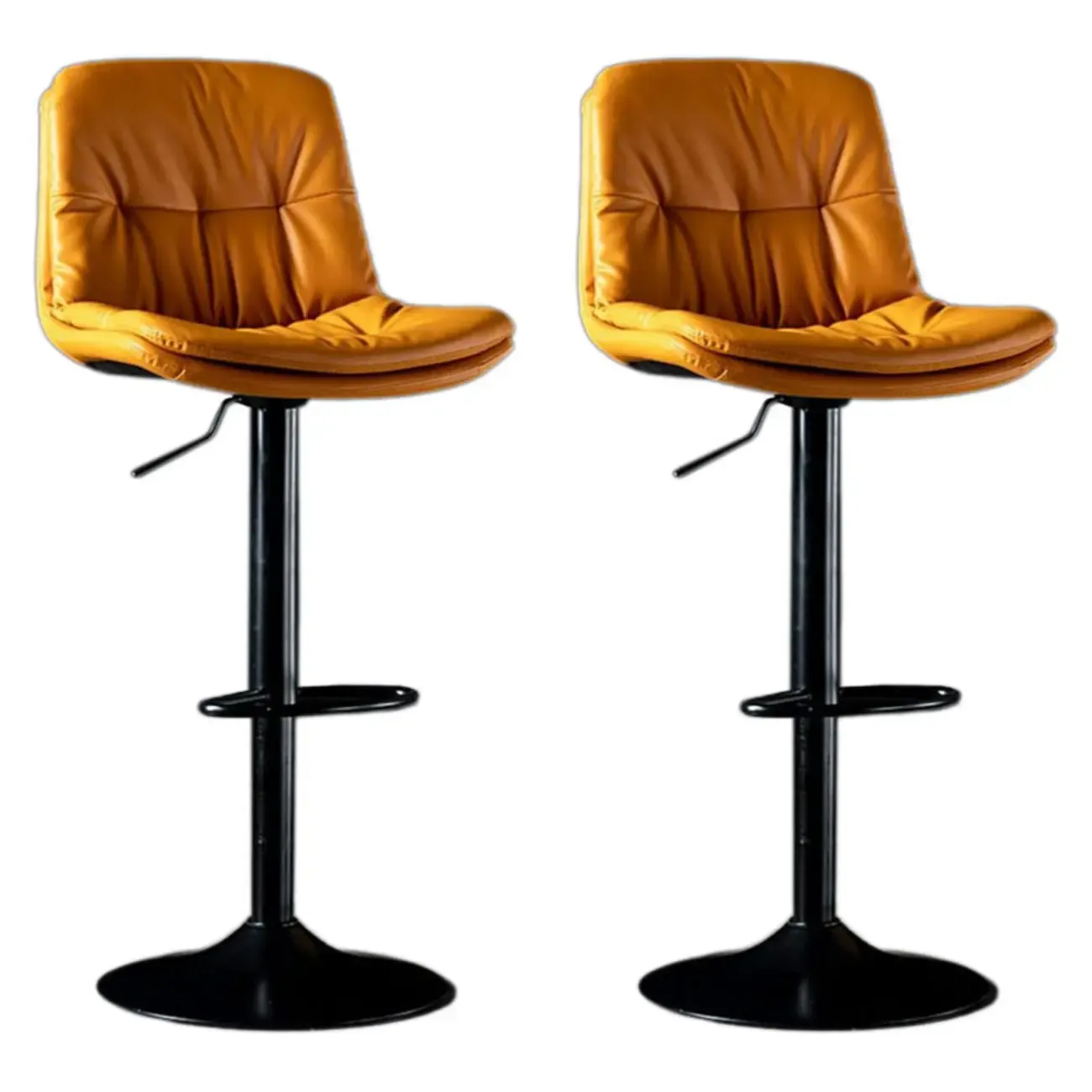 Adjustable Leather Low Back Swivel Bar Stool Image - 37