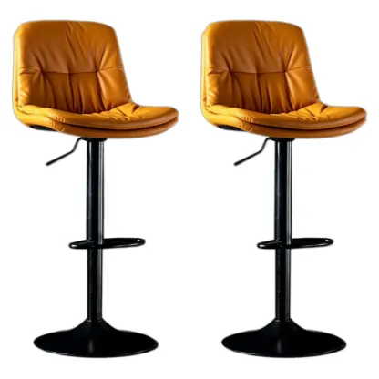 Adjustable Leather Low Back Swivel Bar Stool Image - 37