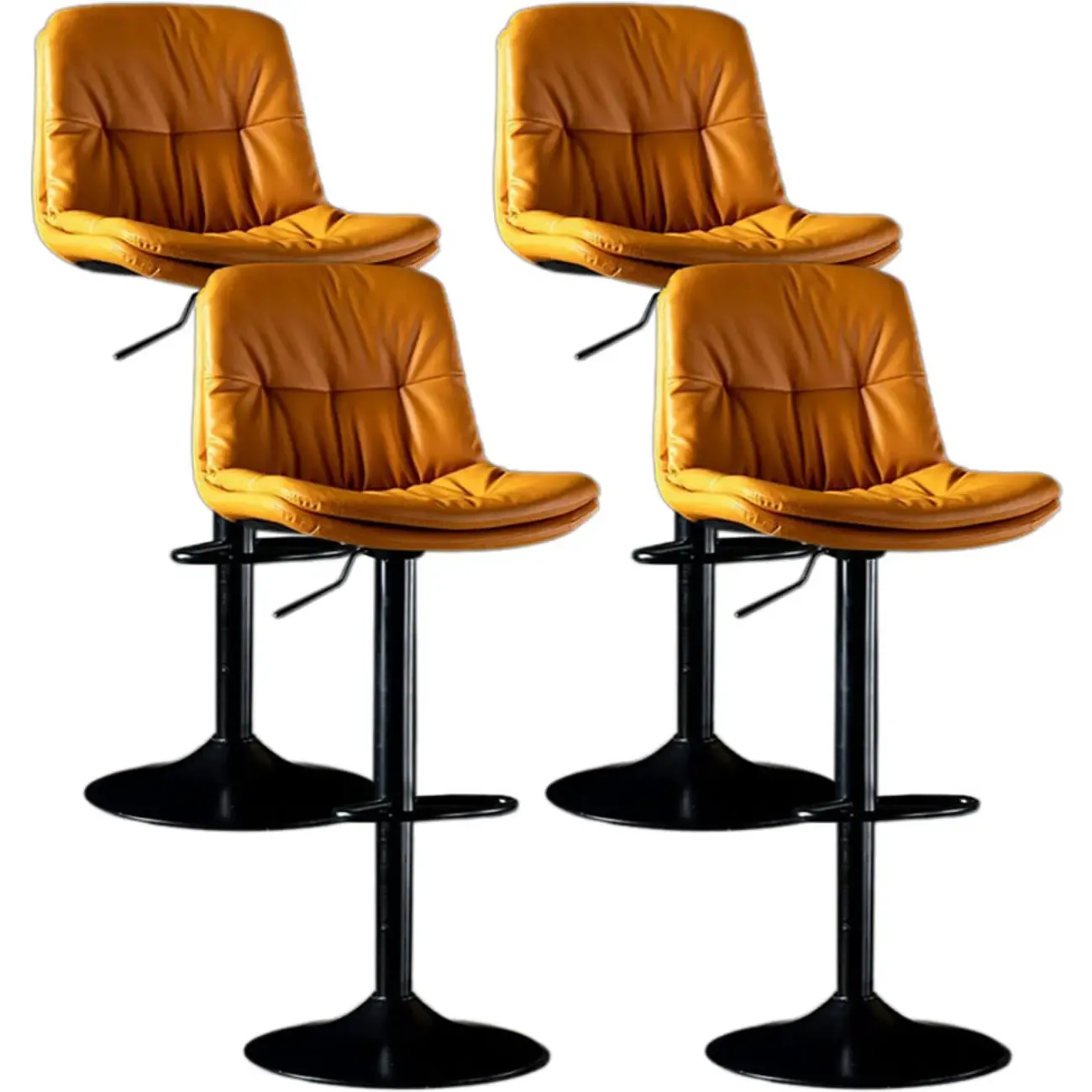 Adjustable Leather Low Back Swivel Bar Stool Image - 38