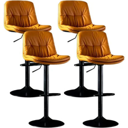 Adjustable Leather Low Back Swivel Bar Stool Image - 38