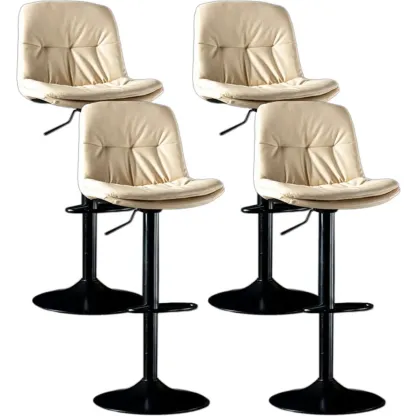 Adjustable Leather Low Back Swivel Bar Stool Image - 42