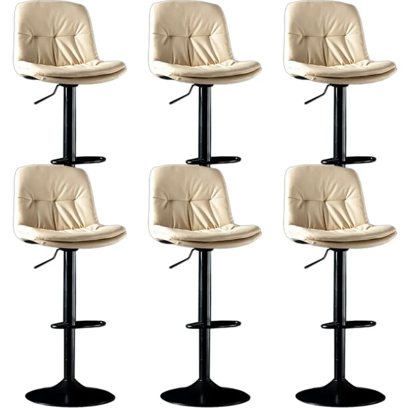 Adjustable Leather Low Back Swivel Bar Stool Image - 43