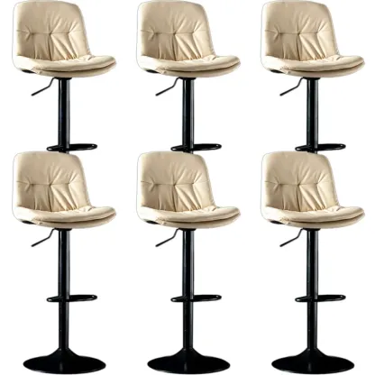 Adjustable Leather Low Back Swivel Bar Stool Image - 43