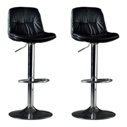 Adjustable Leather Low Back Swivel Bar Stool Image - 45