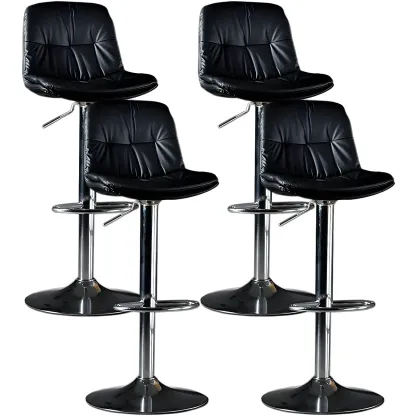 Adjustable Leather Low Back Swivel Bar Stool Image - 46