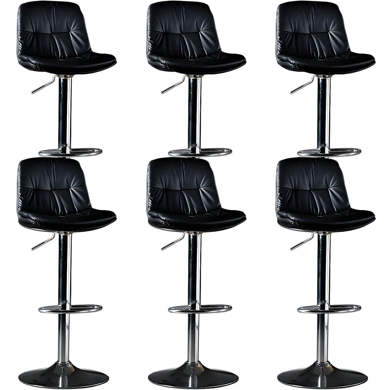 Adjustable Leather Low Back Swivel Bar Stool Image - 47 | homeyfad