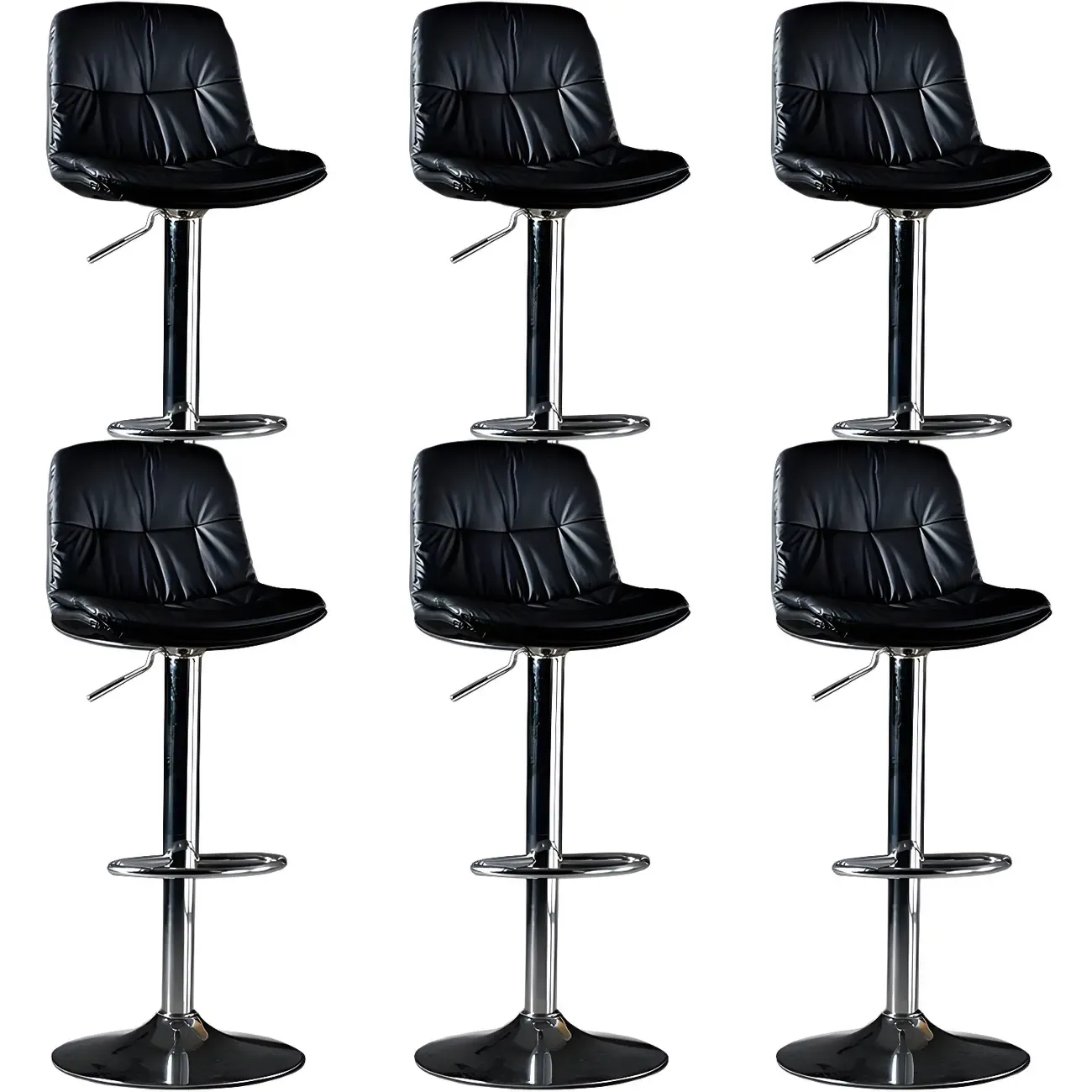 Adjustable Leather Low Back Swivel Bar Stool Image - 47