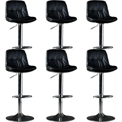 Adjustable Leather Low Back Swivel Bar Stool Image - 47