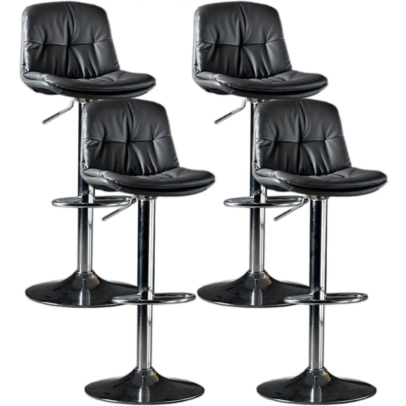 Adjustable Leather Low Back Swivel Bar Stool Image - 50 | homeyfad