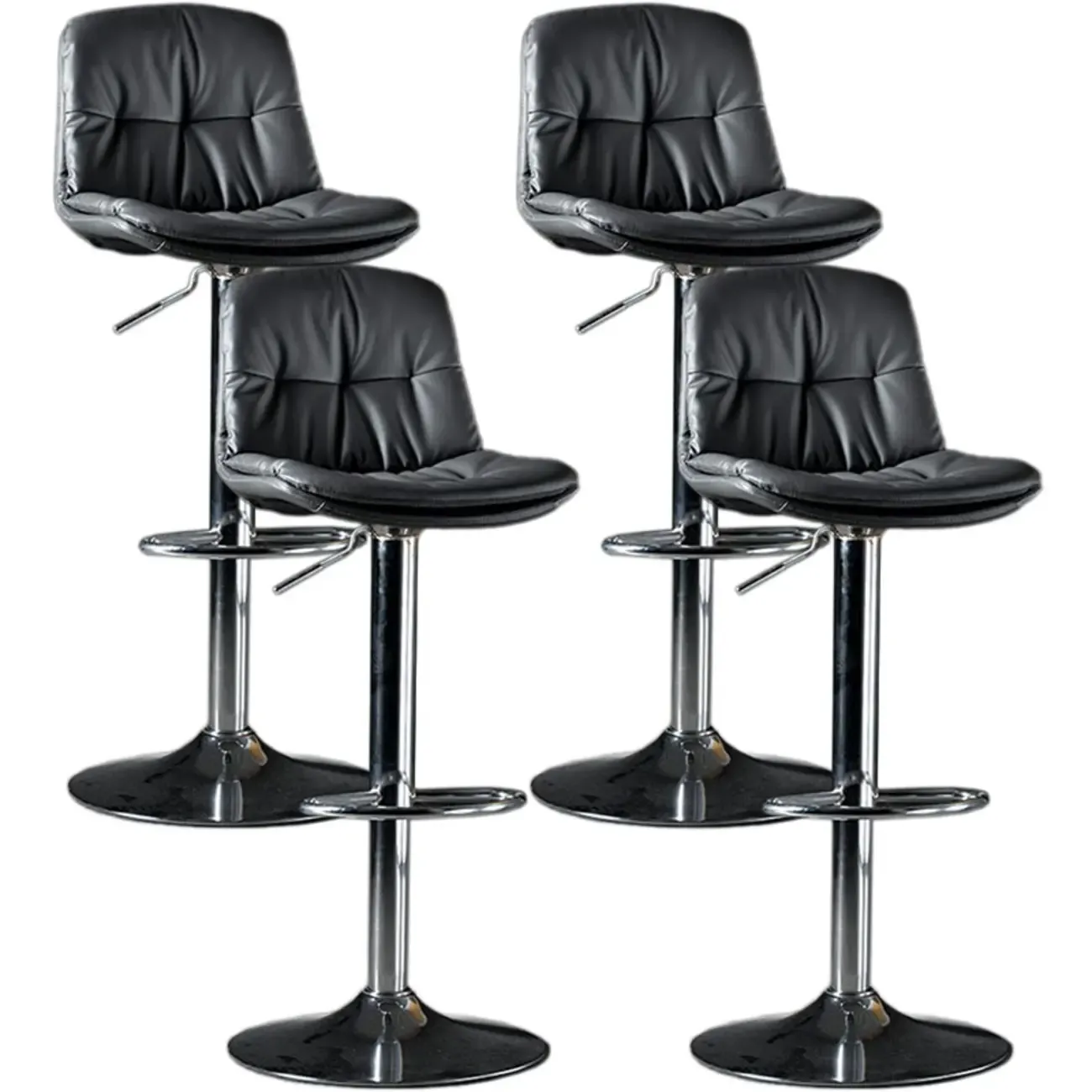 Adjustable Leather Low Back Swivel Bar Stool Image - 50