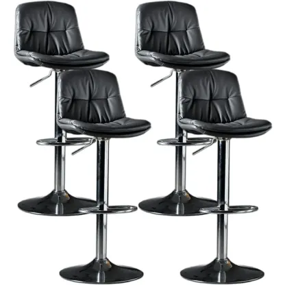 Adjustable Leather Low Back Swivel Bar Stool Image - 50