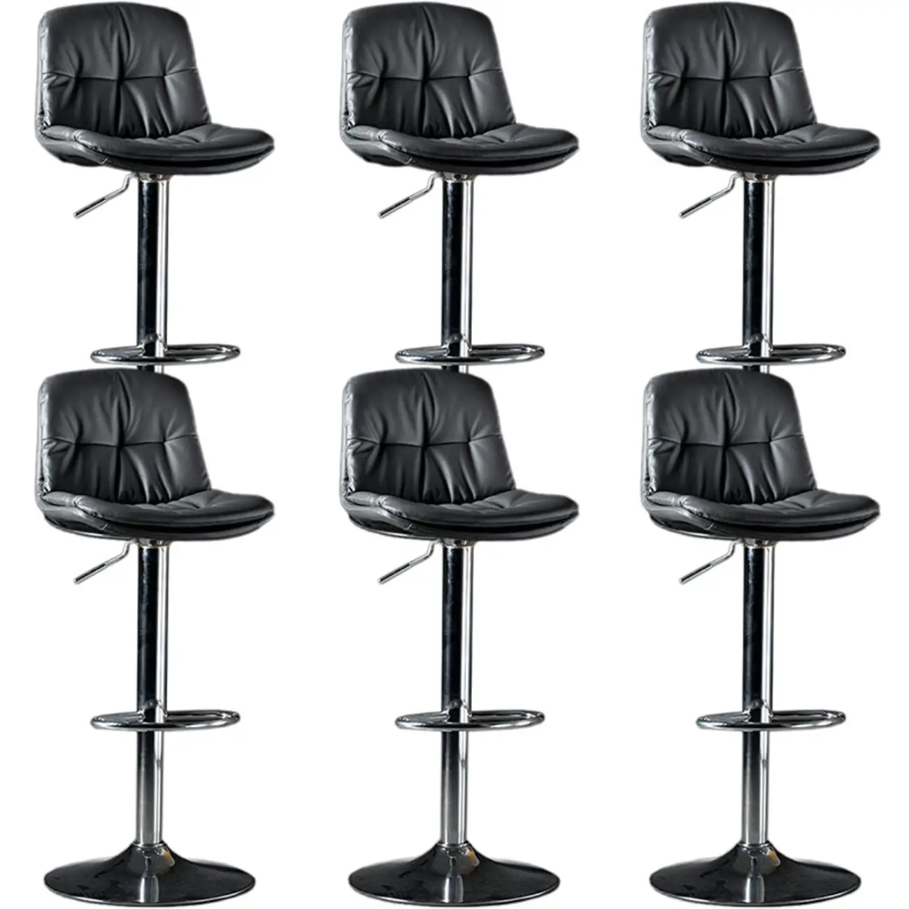 Adjustable Leather Low Back Swivel Bar Stool Image - 51 | homeyfad