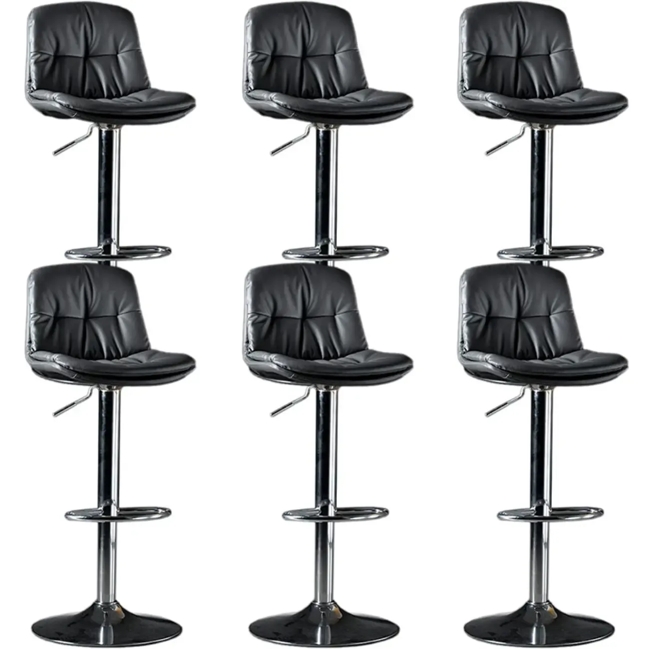 Adjustable Leather Low Back Swivel Bar Stool Image - 51