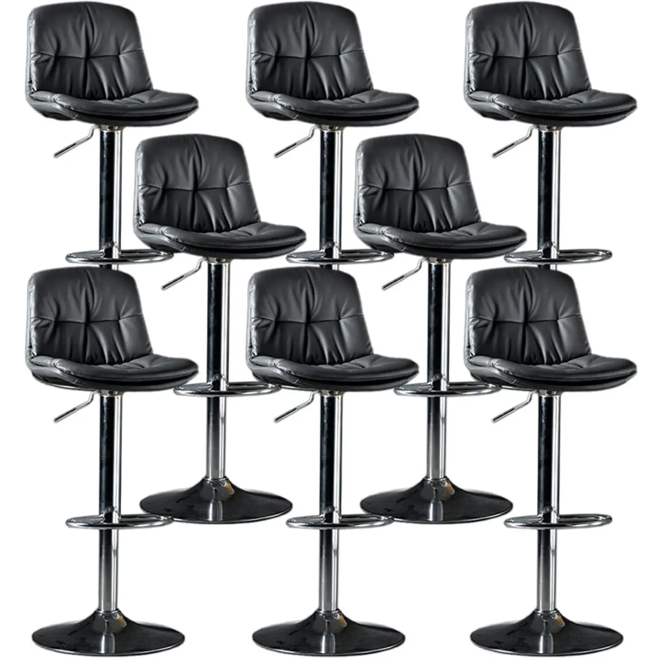 Adjustable Leather Low Back Swivel Bar Stool Image - 52 | homeyfad