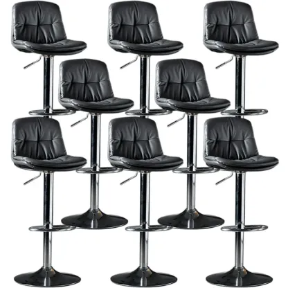 Adjustable Leather Low Back Swivel Bar Stool Image - 52