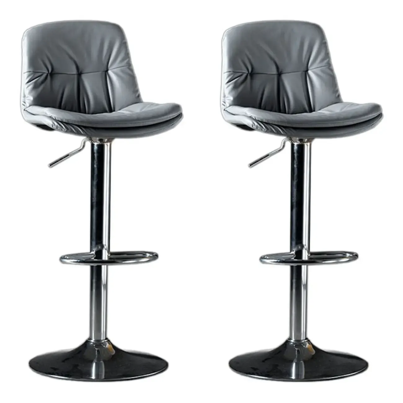 Adjustable Leather Low Back Swivel Bar Stool Image - 53