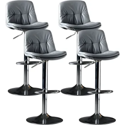 Adjustable Leather Low Back Swivel Bar Stool Image - 54