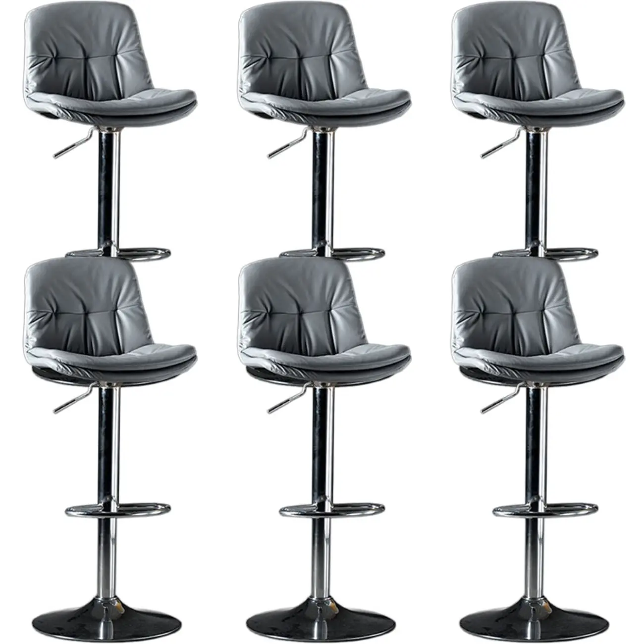 Adjustable Leather Low Back Swivel Bar Stool Image - 55 | homeyfad