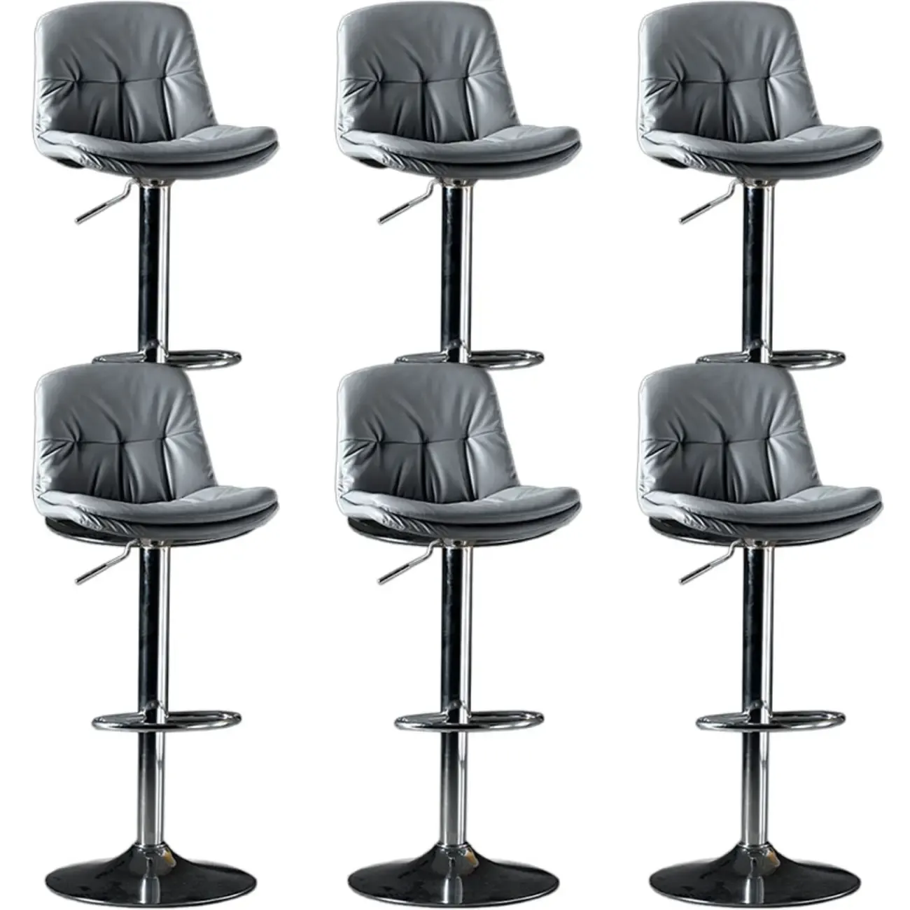 Adjustable Leather Low Back Swivel Bar Stool Image - 55