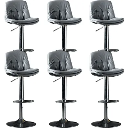 Adjustable Leather Low Back Swivel Bar Stool Image - 55