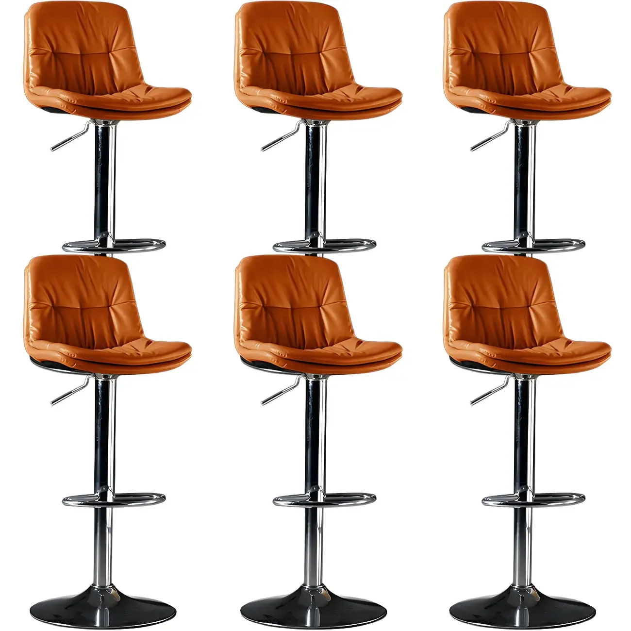 Adjustable Leather Low Back Swivel Bar Stool Image - 59