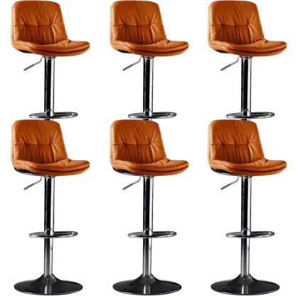 Adjustable Leather Low Back Swivel Bar Stool Image - 59