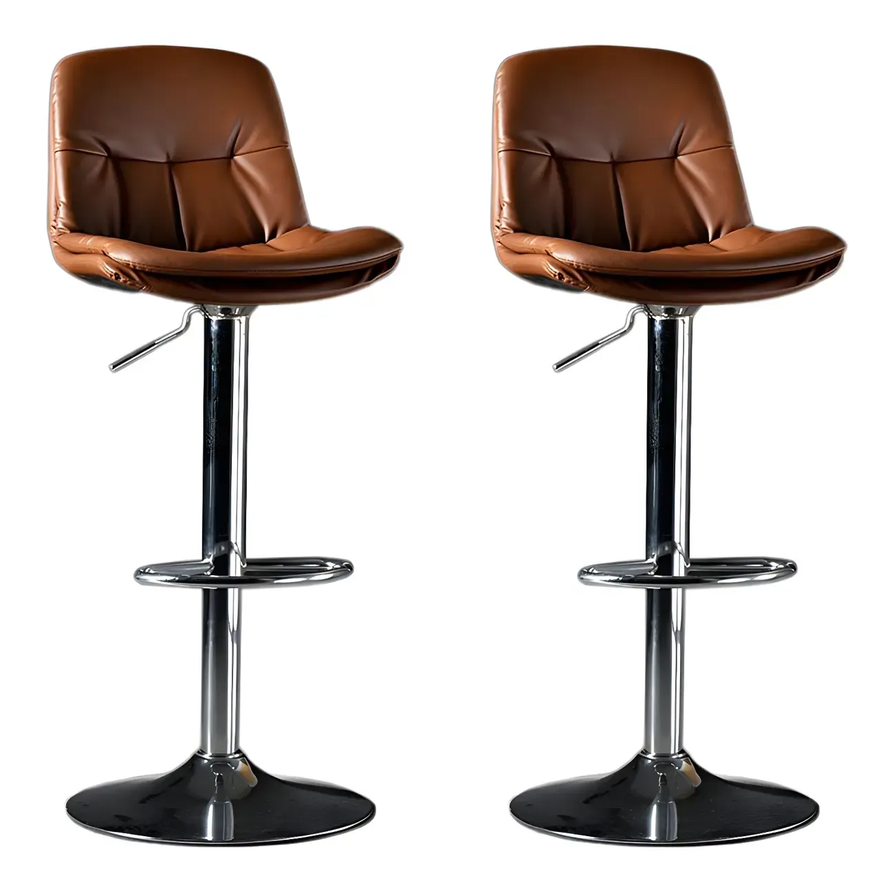 Adjustable Leather Low Back Swivel Bar Stool Image - 61