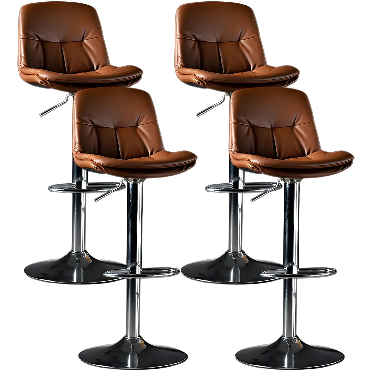 Adjustable Leather Low Back Swivel Bar Stool Image - 62 | homeyfad