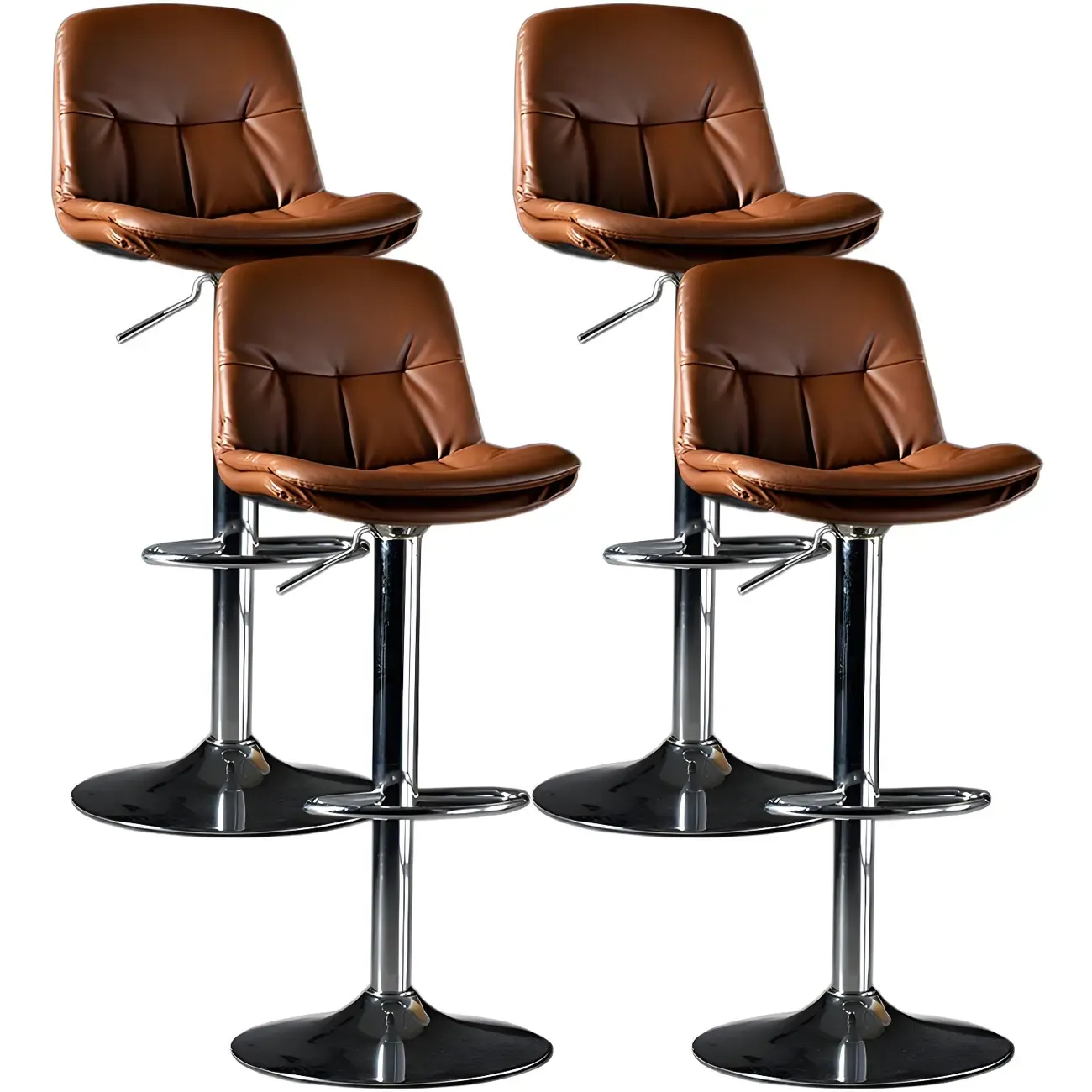 Adjustable Leather Low Back Swivel Bar Stool Image - 62