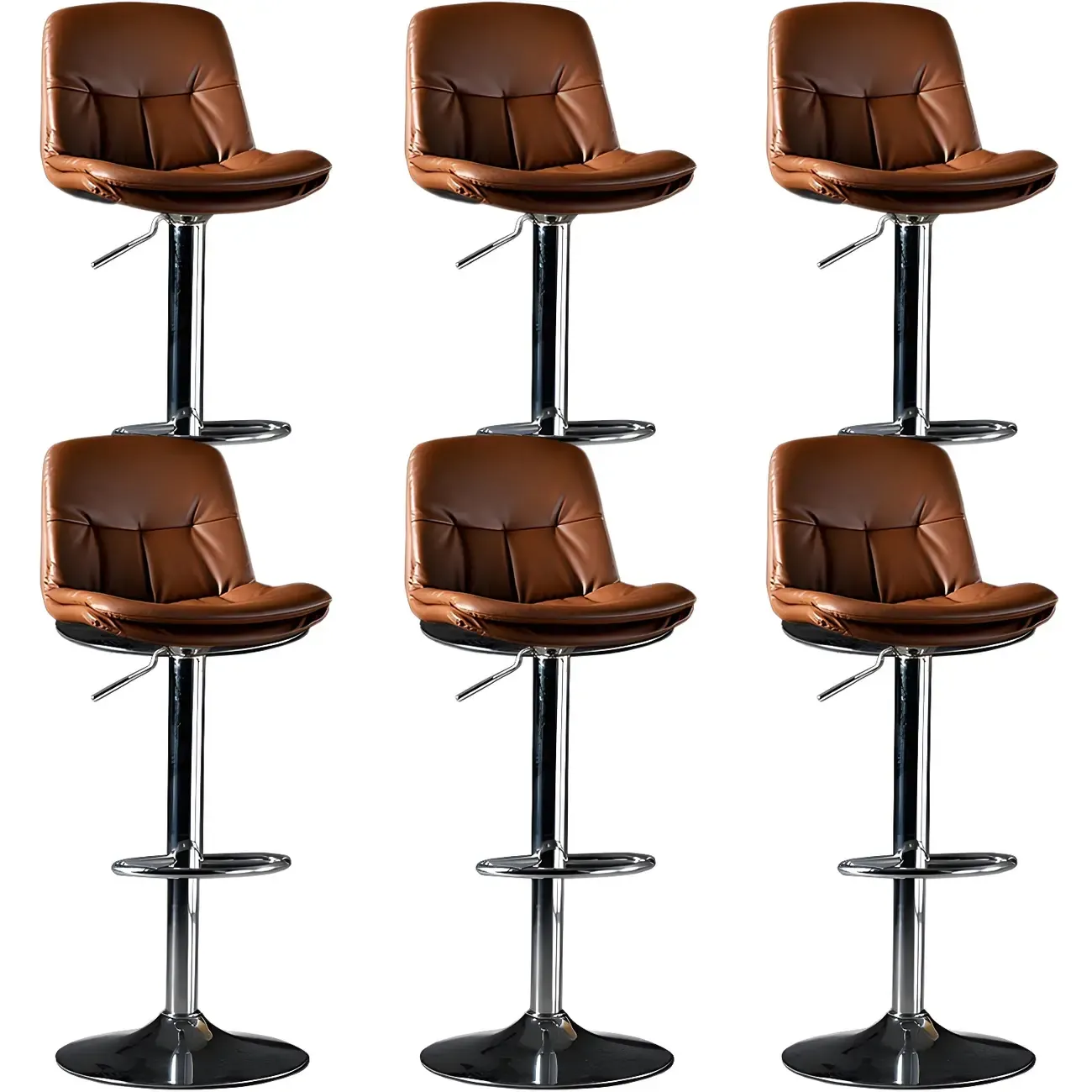 Adjustable Leather Low Back Swivel Bar Stool Image - 63