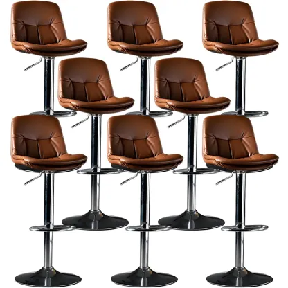 Adjustable Leather Low Back Swivel Bar Stool Image - 64