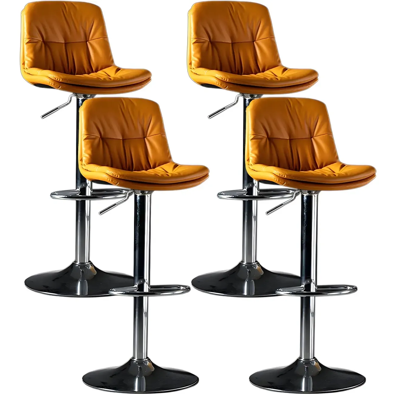 Adjustable Leather Low Back Swivel Bar Stool Image - 66