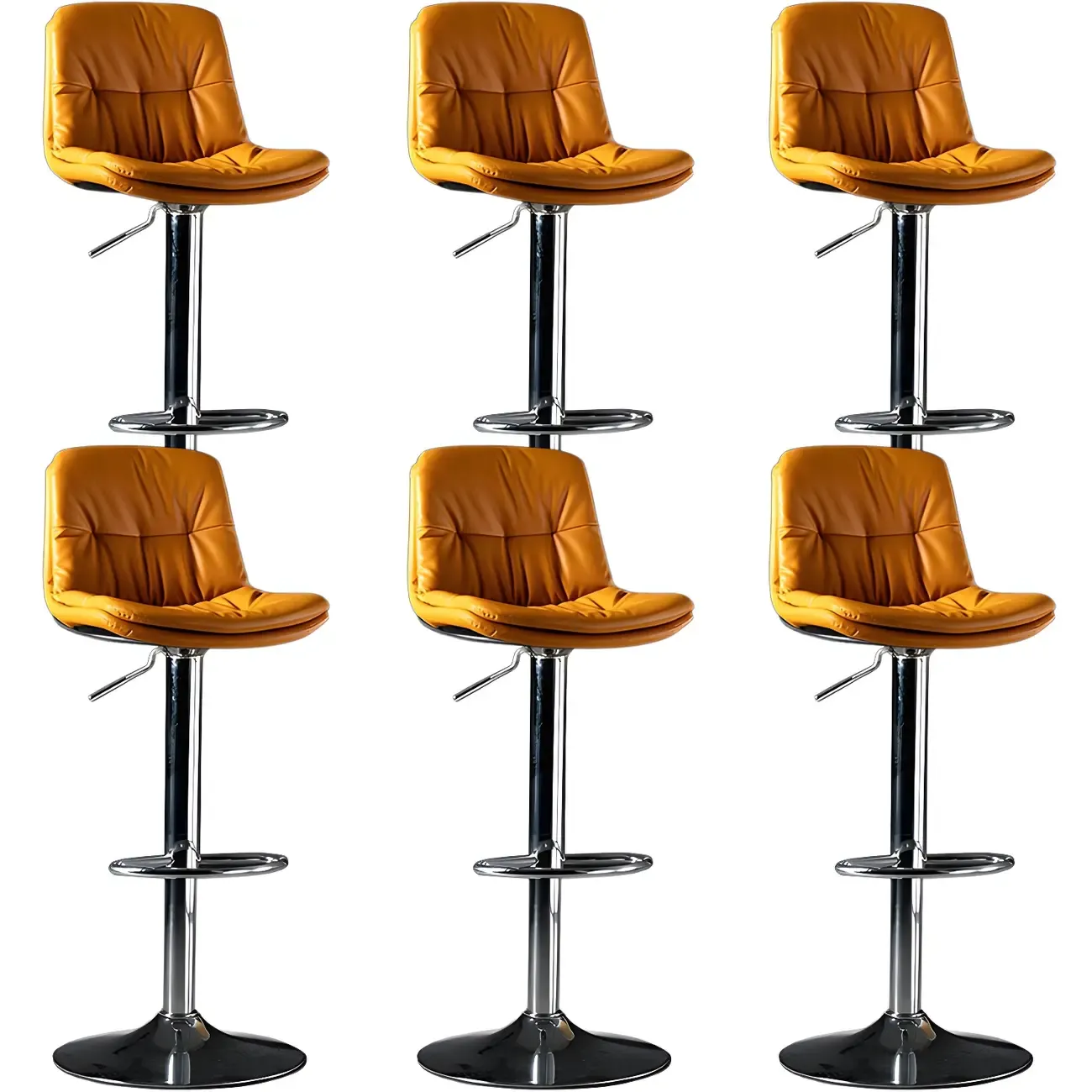 Adjustable Leather Low Back Swivel Bar Stool Image - 67