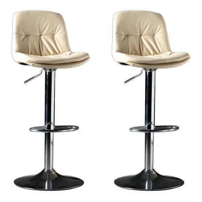 Adjustable Leather Low Back Swivel Bar Stool Image - 69