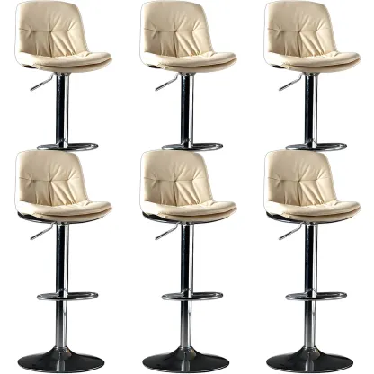 Adjustable Leather Low Back Swivel Bar Stool Image - 71
