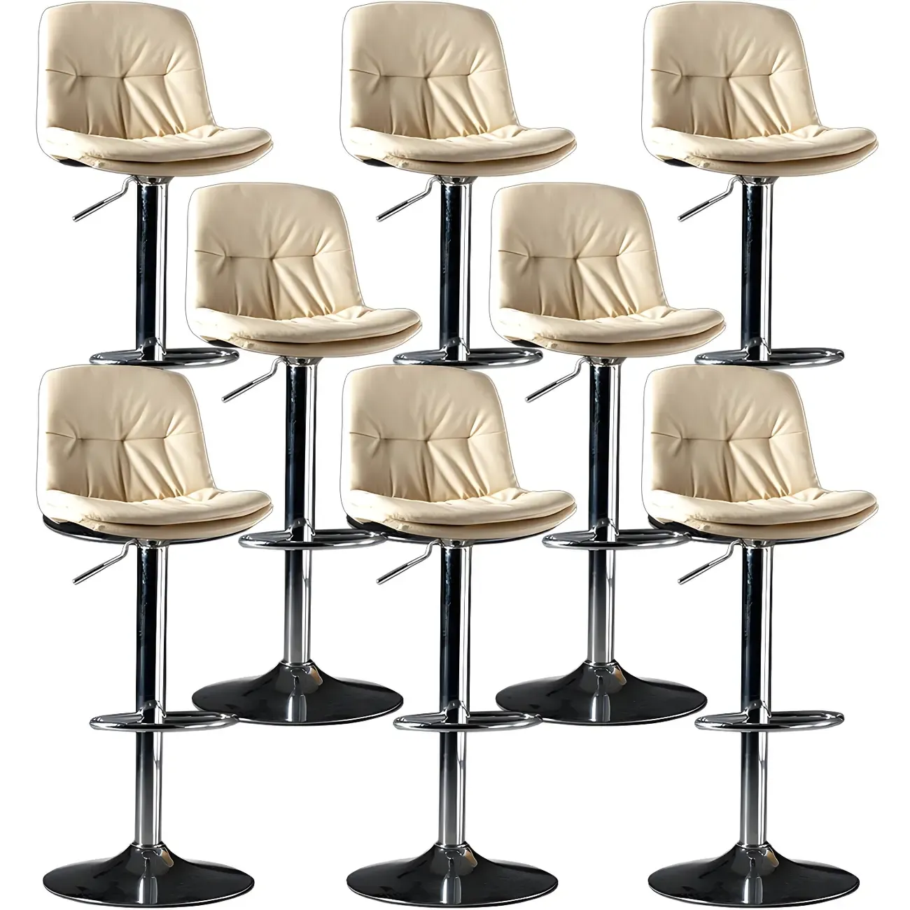 Adjustable Leather Low Back Swivel Bar Stool Image - 72