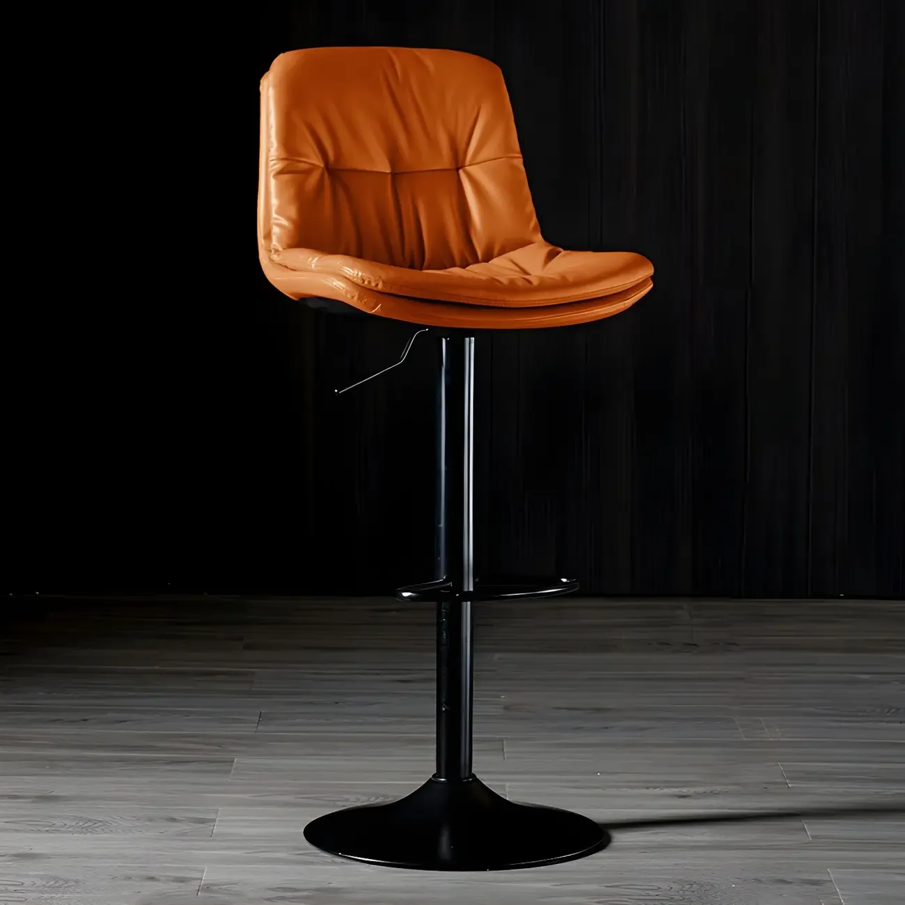 Adjustable Leather Low Back Swivel Bar Stool Image - 76