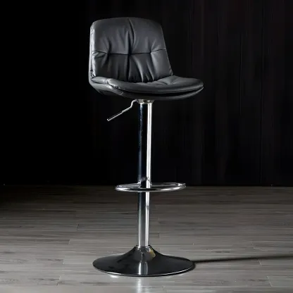 Adjustable Leather Low Back Swivel Bar Stool Image - 81